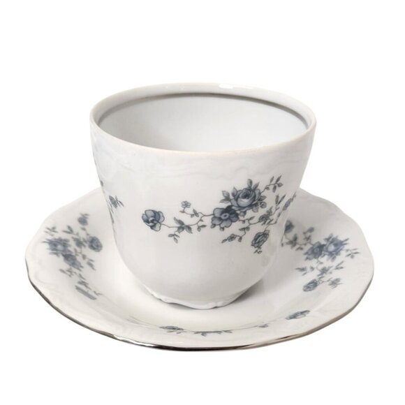 Johann Haviland Bavaria Blue Garland Fine China Set of 2 Cups and 2 Saucers Vint - Picture 7 of 9